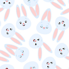 Delicate seamless pattern with white rabbits