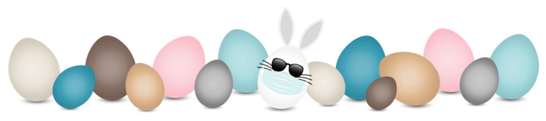 Weißes Hasenei Maske Sonnenbrille & Ostereier Retro