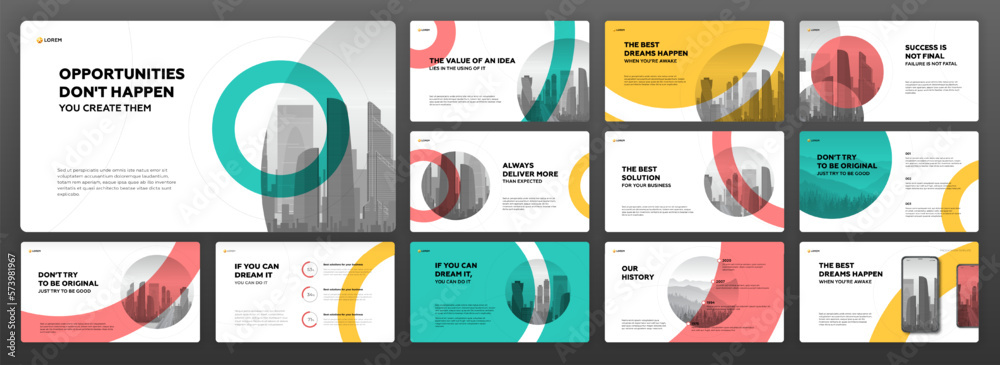 Canvas Prints modern powerpoint presentation templates set. use for creative keynote presentation background, broc