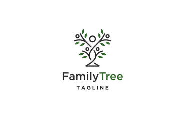 Family tree logo design template flat vector