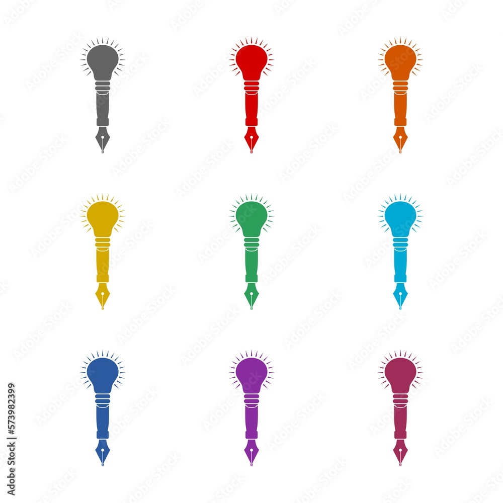 Canvas Prints Light bulb and pencil logo template  icon isolated on white background. Set icons colorful