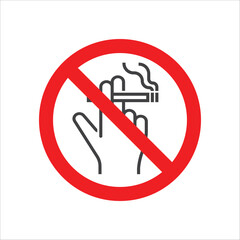 No Smoking sign icon. Cigarette with hand symbol icon. Smoking design element. Vector illustration