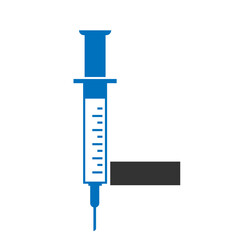 Letter L Injection Logo Design Vector Template. Healthcare Logotype