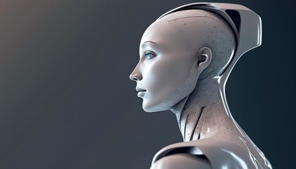 Futuristic AI Android, photoreal, realism, porcelan skin created with generative ai technology