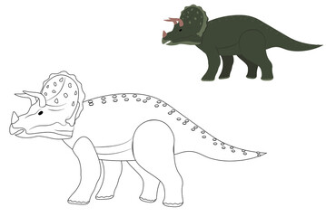 kids' coloring pages for hand drawing with cute dinosaur