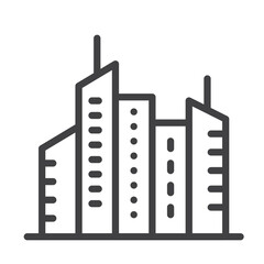 simple thin line icon of city building