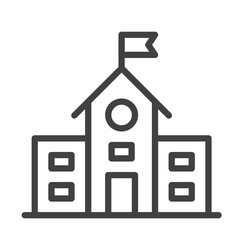 school collage education center, simple thin line icon