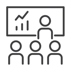 business team meeting presentation, simple thin line icon