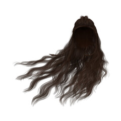 Long hair high fantasy isolated 3d render brunette brown