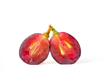 Grapes on a white background. Cut grapes with space for copywriting. Autumn harvest. Isolated grapes for cover. Grape oil. Grapeseed and oil. Berry isolated