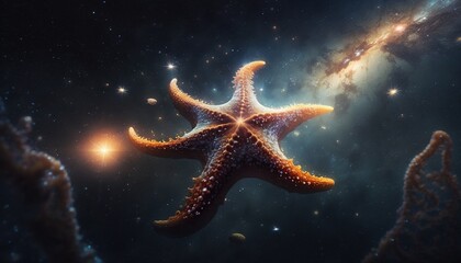 Obraz na płótnie Canvas Starfish in space. Beautiful 4K Wallpaper. Space Landscape