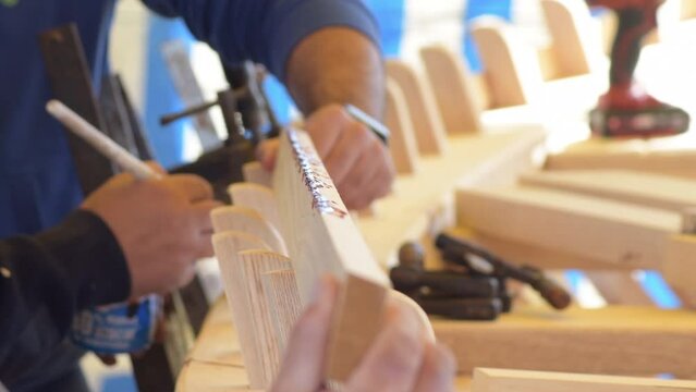 Working in the wood structure in a traditional mediterranean boat or jabega