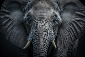 Portrait of an African elephant,  Created using generative AI tools. - obrazy, fototapety, plakaty