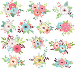 Floral bouquets. Vector graphics