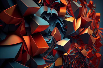Abstract color 3D backround. AI generative, illustration.