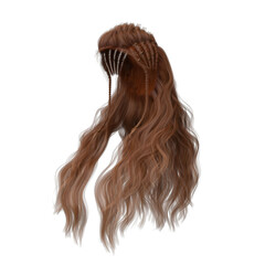 Long hair high fantasy isolated 3d render red copper hair