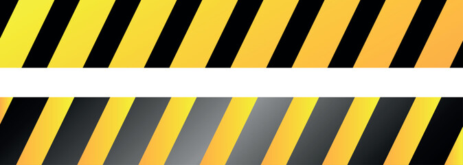 Caution tape set of yellow warning ribbons. Black and yellow lines. Isolated illustration.