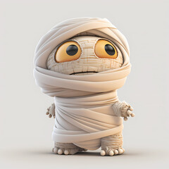 cute cartoon baby mummy character, generative AI