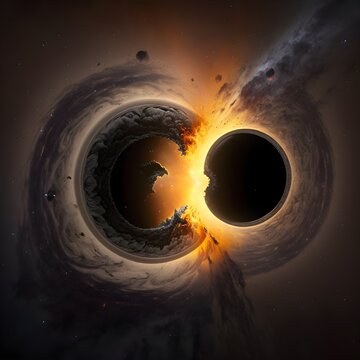 Collision Of Black Holes. Generative AI 