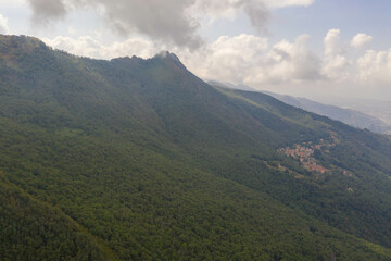 Drone photography of old italian mountain town