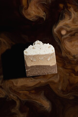 photos of handmade natural soap with cappuccino flavor