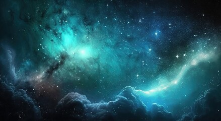 Galaxy in Space. Brights stars in the universe. Generative AI.