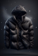Fototapeta na wymiar black warm down winter jacket