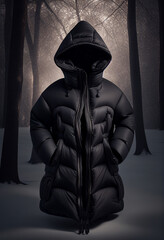 Obraz premium black warm down winter jacket