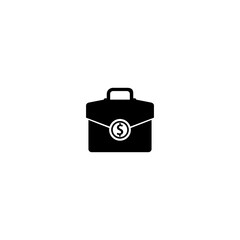  Briefcase and money glyph icon. Symbol, logo illustration 