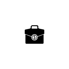  Briefcase and money glyph icon. Symbol, logo illustration 