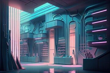 Fototapeta premium Futuristic department store. Shop of the future. Generative AI.