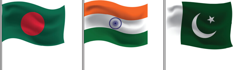 Bangladesh India Pakistan flag vector