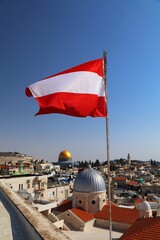 Austrian flag over Jerusalem, Israel