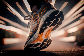 Fototapeta na wymiar Close-up of a running shoe. Generative AI