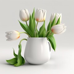 Festive spring composition tulips blank notepad, pastel background, spring holidays concept.mocap. Generative AI