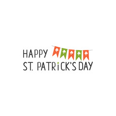 Minimalistic card for st patricks day with flags colored orange,white and green