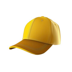 Baseball cap isolated, mockup template. Yellow baseball hat. Design template closeup in vector. Mock-up for branding and advertise isolated on transparent background.