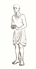 Bald Egyptian servant. Pencil drawing