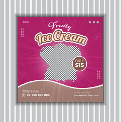 Delicious ice-cream social media and instagram banner design template.