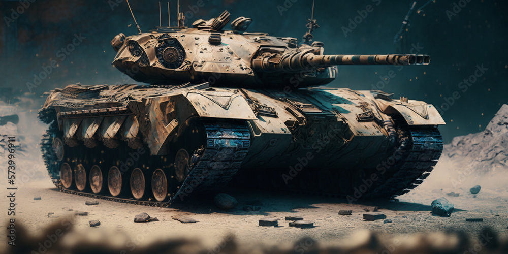 Wall mural tank of war