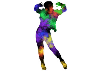 Plakat Watercolor Dancer drawing, silhouette of a dancing person, Watercolor dancing, Hiphop, Classical