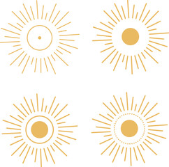 The Sun Golden Vector SVG Line ArtIllustration, Celestial designs, boho vector, bohemian print for shirt. Astrology, Mystical, Sacred Clipart. SVG Cricut File 
