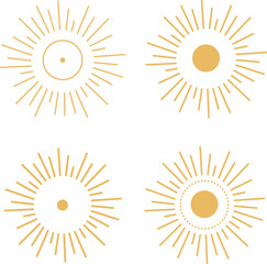 The Sun Golden Vector SVG Line ArtIllustration, Celestial designs, boho vector, bohemian print for shirt. Astrology, Mystical, Sacred Clipart. SVG Cricut File 