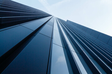 Fototapeta na wymiar Business Office Building Long Angle View in City of London with Glass Facade