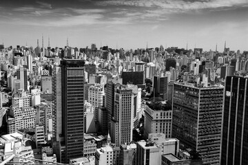 Sao Paulo city, Brazil. Black and white photo vintage style.