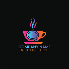Free vector flat design coffee with communication logo template