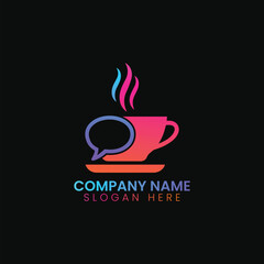 Free vector flat design coffee with communication logo template