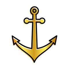 anchor icon, gold anchor vector logo template