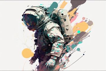 Generative AI pastel colour abstract shapes when combined together makes a astronaut
