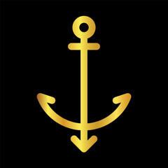anchor icon, gold anchor vector logo template